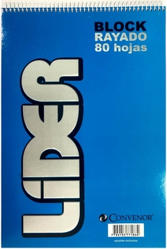 BLOCK A4 LIDER CON ESPIRAL x 80 Hojas Rayadas