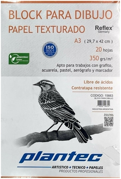 BLOCK PARA DIBUJO PLANTEC A3 TEXTURADO 350 g x 20 hojas - Cod.15663