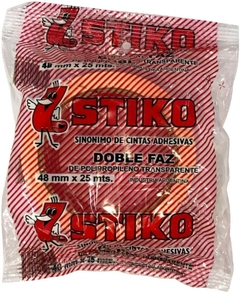 CINTA STIKO DOBLE FAZ TRANSPARENTE 48 mm x 25 m