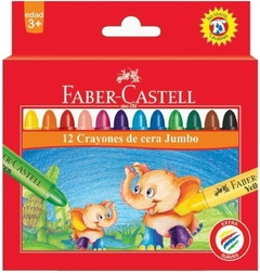 CRAYONES DE CERA JUMBO FABER CASTELL x 12 colores