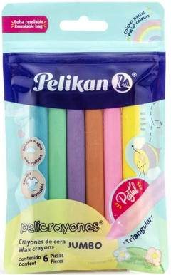 CRAYONES JUMBO PELIKAN PASTEL x 6 colores