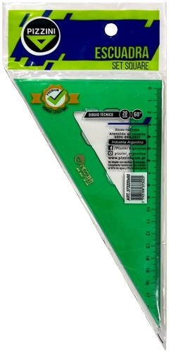 ESCUADRA PIZZINI DOBLE BISEL VERDE 20 cm - 60°