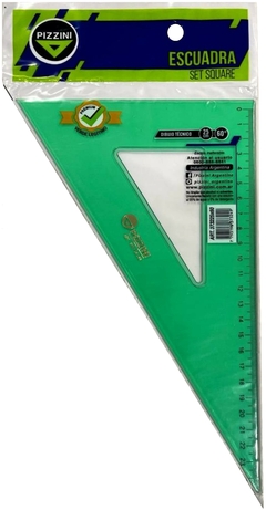 ESCUADRA PIZZINI DOBLE BISEL VERDE 25 cm - 60°