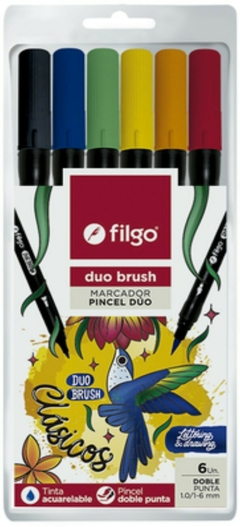 MARCADOR ACUARELABLE FILGO DUO BRUSH x 6 TONOS CLÁSICOS