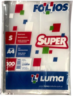 FOLIO LUMA A4 REFORZADOS x 100 u