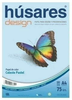 PACK x 100 HOJAS A4 75G HÚSARES CELESTE PASTEL 7851