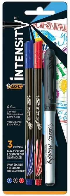 KIT BIC INTENSITY CLÁSICO 2 MICROFIBRAS + 1 MARCADOR PERMANENTE