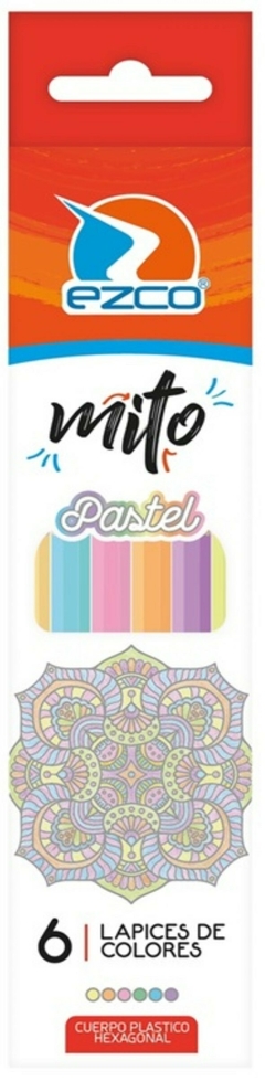 LÁPICES DE COLORES PASTEL LARGOS EZCO MITO x 6