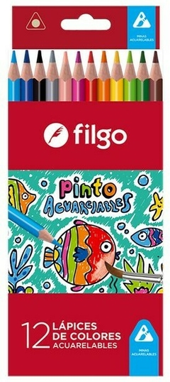 LÁPICES FILGO ACUARELABLES LARGOS x 12 colores