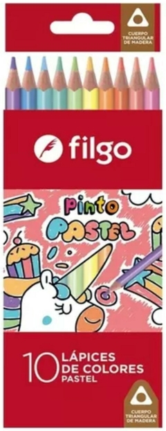 LAPICES COLORES PASTELES FILGO PINTO LARGOS x 10