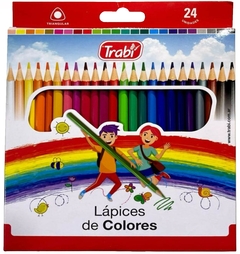 LÁPICES LARGOS DE COLORES TRABI x 24 u