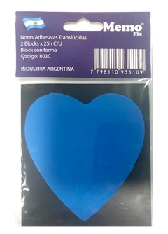 Imagen de NOTAS ADHESIVAS CORAZÓN TRASLÚCIDAS MEMOFIX 2 blocks x 25 hojas C/U - Cod.803C