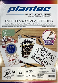 BLOCK PARA LETTERING PLANTEC A4 BLANCO PUNTEADO 210 g x 20 hojas - Cod.15642
