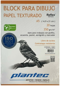 BLOCK PARA DIBUJO PLANTEC A5 TEXTURADO 350 g x 20 hojas - Cod.15661