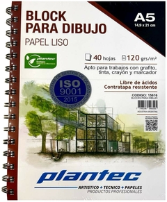 BLOCK PARA DIBUJO PLANTEC A5 120g LISO -Cod.15616