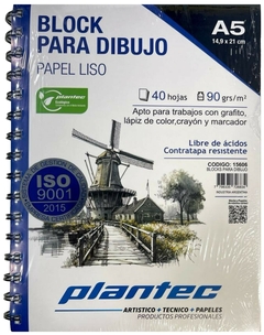 BLOCK PARA DIBUJO PLANTEC A5 90g LISO -Cod.15606