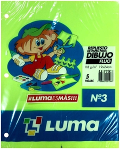 REPUESTO DE DIBUJO LUMA N°3 COLOR FLUO x 5 Hojas