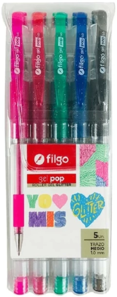 BOLÍGRAFO FILGO GEL POP GLITTER x 5