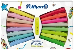 SET DE RESALTADORES PELIKAN FLASH 10 TONOS PASTEL + 6 TONOS FLÚOR - comprar online