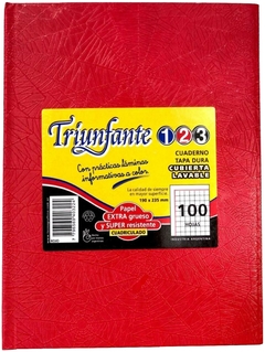 CUADERNO N°3 FORRADO ARAÑA ROJO TRIUNFANTE x 100 Hojas Cuadriculadas