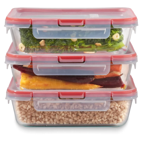 Set 3 Tapers Herméticos Fresh Lock 470 ml Vidrio Pyrex