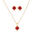 CONJ9457 - CONJUNTO COLAR + BRINCO INSPIRAÇÃO VG VERMELHO - FOLHEADO A OURO - comprar online