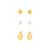 BR91806 - KIT DE BRINCOS GOTA VIRGULA - FOLHEADO A OURO