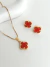 CONJ9457 - CONJUNTO COLAR + BRINCO INSPIRAÇÃO VG VERMELHO - FOLHEADO A OURO na internet