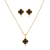 CONJ9451 - CONJUNTO COLAR + BRINCO INSPIRAÇÃO VG PRETO - FOLHEADO A OURO - comprar online