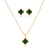 CONJ9459 - CONJUNTO COLAR + BRINCO INSPIRAÇÃO VG VERDE - FOLHEADO A OURO - comprar online