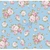 Tecido Tricoline Floral Magnolia Cor Azul Caldeira - 0,5m x 1,50m