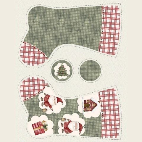 Tecido Tricoline Digital Painel Botas de Natal - Natal dos Sonhos Fuxicos e Fricotes (NAT114) - 0,5m x 1,50m - comprar online