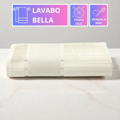 Toalha de Lavabo para Bordar Ponto Cruz Dohler Velour Bella 30cm x 45cm - Marfim - comprar online