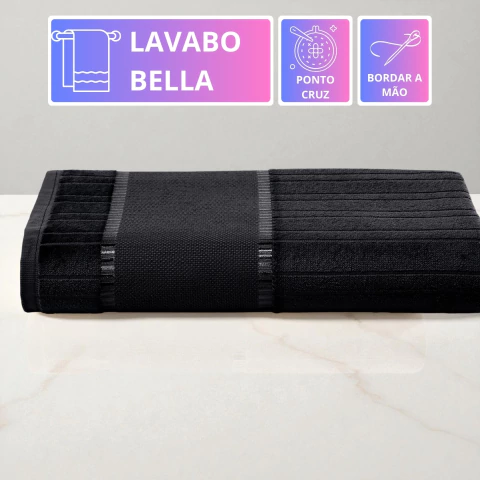 Toalha de Lavabo para Bordar Ponto Cruz Dohler Velour Bella 30cm x 45cm - Preto - comprar online