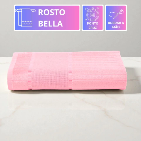 Toalha de Rosto para Bordar Ponto Cruz Dohler Velour Bella 50cm x 80cm - Rosa - comprar online