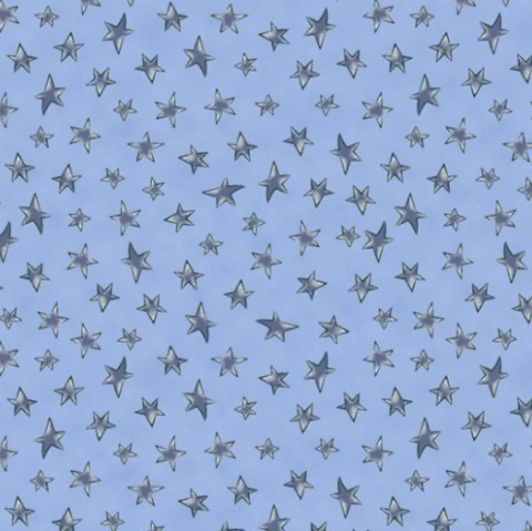 Tecido Tricoline Estrelinhas Azul com Marinho Caldeira (180626) - 0,5m x 1,50m