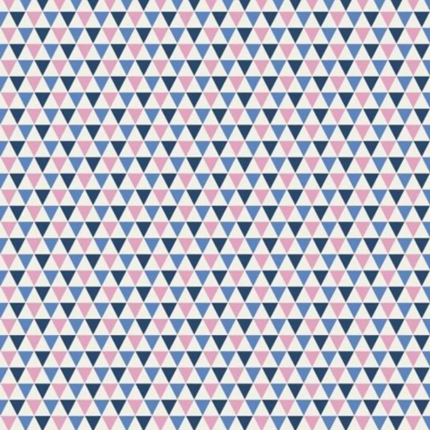 Tecido Tricoline Triângulos Yole Marinho com Rosa Caldeira - 0,5m x 1,50m