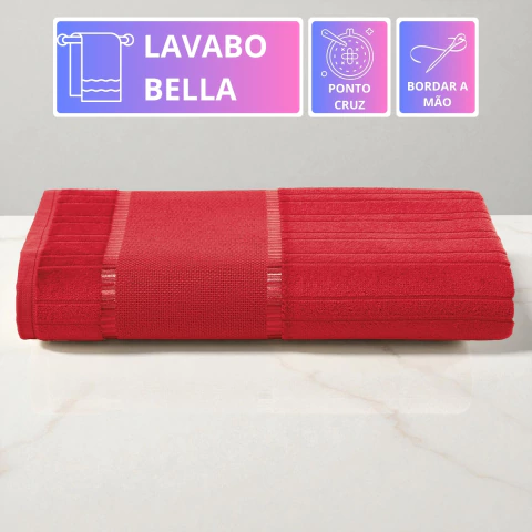 Toalha de Lavabo para Bordar Ponto Cruz Dohler Velour Bella 30cm x 45cm - Vermelho - comprar online