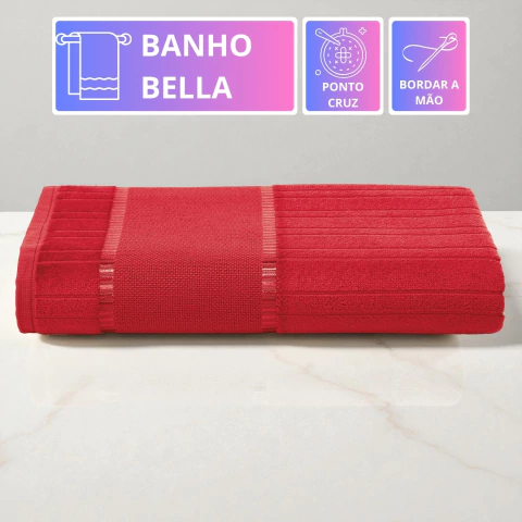 Toalha de Banho para Bordar Ponto Cruz Dohler Velour Bella 70cm x 1,40m - Vermelho - comprar online