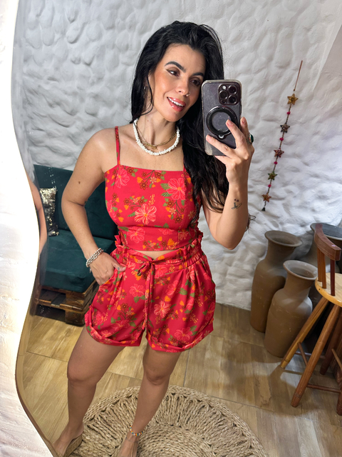 Top cropped reto Taiti - doce cereja