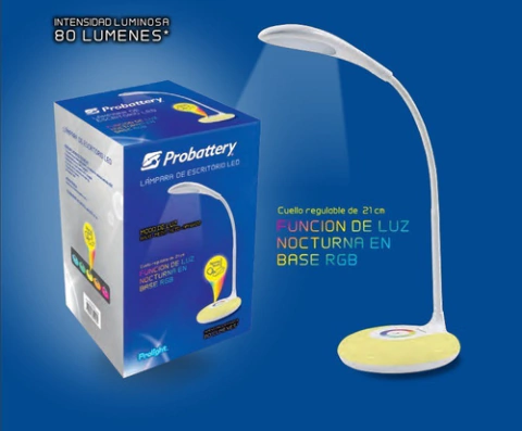 Lampara Led De Escritorio Probattery Con Luz Nocturna Rgb