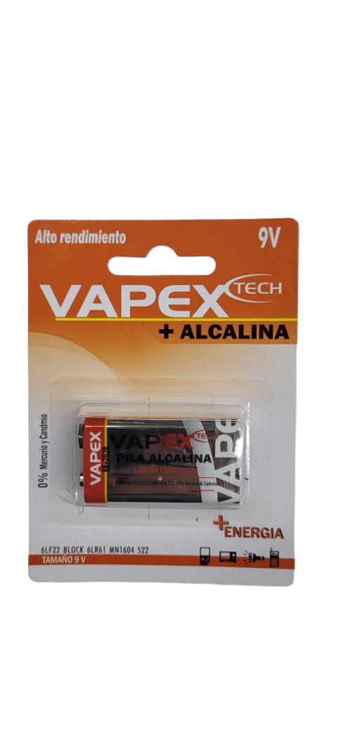 Bateria Pila 9v Alcalina Vapex Blister Cerrado