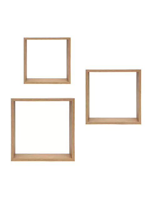 Repisas madera cubos flotantes set x 3 VGO RM3027