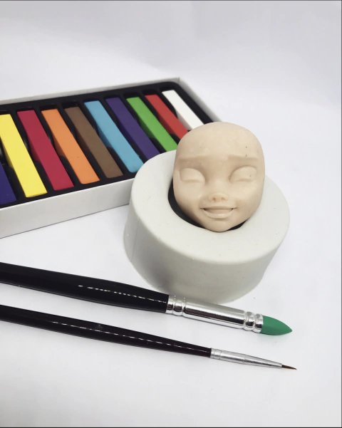 Moldes coleção humaninhos cartoon Rostos Expressões (Feminino/modelo F-10) 4,5cm de altura