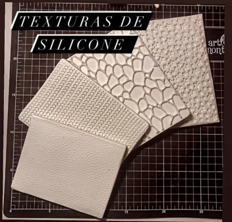 Kombo 4 placas de texturas efeito Couro, tricô, pedra e mini flores