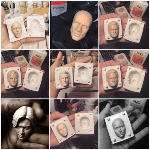 Ref.9855 Kombo 9 moldes bipartidos rostos (frente e trás ) com super desconto molde orelhas de brinde