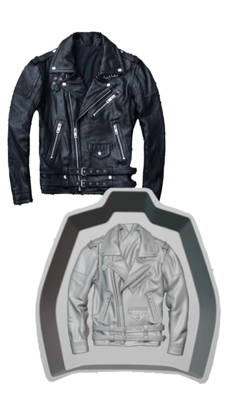 Ref.APLIQUE01- Molde aplica jaqueta de couro frente 6,3 altura e 1.2cm espessura - - comprar online