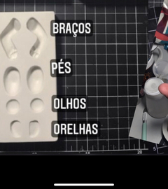 Ref.45901 molde pop braços, pé, orelhas e olhos tamanho padrão de um pop