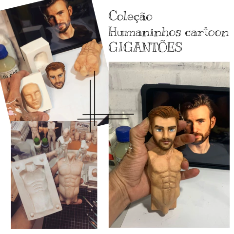 Ref.1320 kit corpo completo com cabeça cartoon versão masculina 30 a 32 centímetros de altura GIGANTÕES