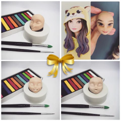 Ref.392- Kombo 4 moldes expressões coleção humaninhos cartoon e chibi